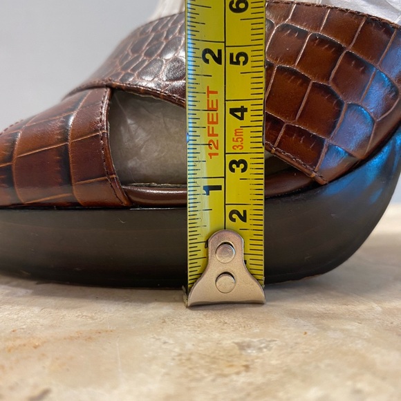 Franco Sarto Viper Brown Leather Platform Slingback Ultra High Heels Sz 10 - Picture 9 of 15